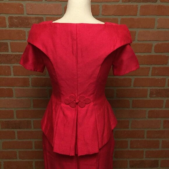 Vintage Watters and Watters Pink Formal Skirt & Top Set Peplum Short Sleeve USA - Picture 3 of 7